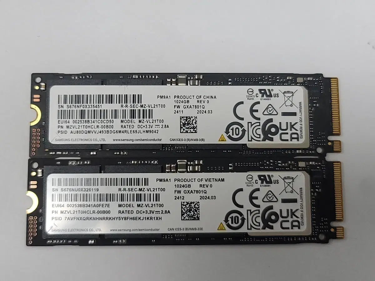 삼성 M.2 SSD PM9A1 1TB 2개